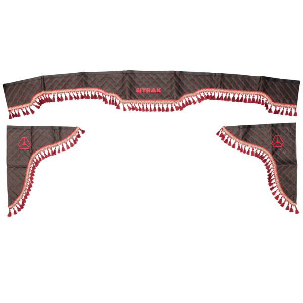 Ламбрикен лобового стекла эко кожа черный красная строчка к-т SITRAK